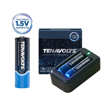 Акумулятор Tenavolts Lithium AA 1.5В 1850 мА·год 2 шт. із зарядним пристроєм (191763000731)