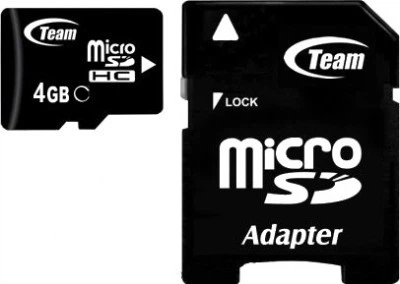 Карта памяти MicroSDHC 4GB Class 4 Team + SD-adapter (TUSDH4GCL403)