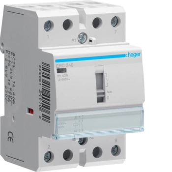 Контактор Hager ERC240 40A 230V AC 2NO с ручным управлением модульный