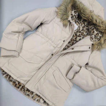 Парку для дівчаток з опушкою MINOTI LEOPARD7 Бежевий 116