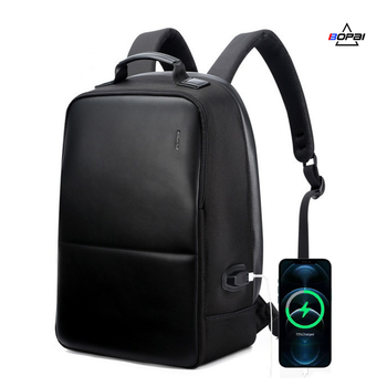 Городской мужской рюкзак BOPAI 751-004501 для ноутбука 15.6 '' с USB для зарядки смартфона черный (905332)