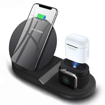 Док-станция Smartdelux 3-в-1 для беспроводной зарядки для iPhone + AirPods + Apple Watch Black