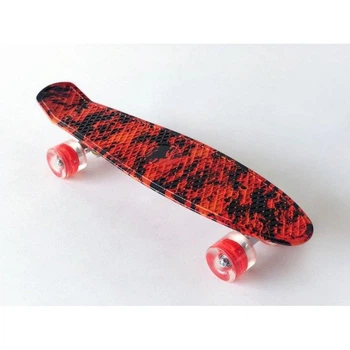 Скейт Penny Board детский городской до 80 кг мультицвет красный огонь
