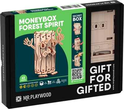 3D пазл-конструктор Mr. Playwood Механический Копилка Лесовичок Деревянный 63 детали (4820204380274)