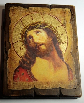 Икона Спасителя в Терновом Венце - на состаренной доске