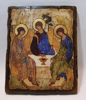 Икона Святой Троицы - на состаренной доске