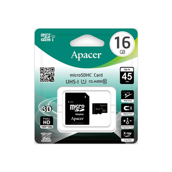 Карта пам'яті microSD 16 Гб Apacer з адаптером class 10