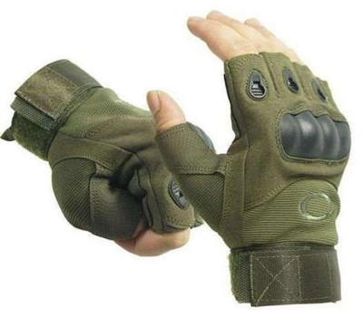 Тактические беспалые перчатки (велоперчатки, мотоперчатки) Oakley Green размер M