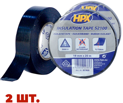 Набор автомобильной изоленты HPX 52100 VDE-стандарт 19 мм х 20 м 2 шт Черной (KOMPLEKT_IB1920)