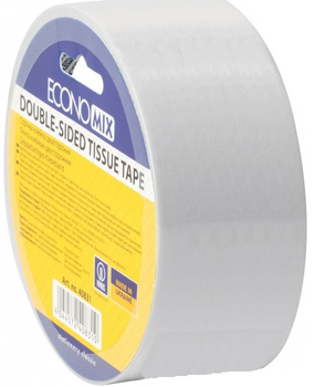 Клейка двостороння стрічка Economix Tissue 48 мм x 10 м Прозора 6 шт. (E40832)