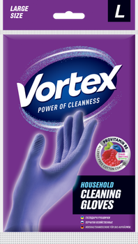 Перчатки Vortex хозяйственные с провитамином B5 и ароматом лесных ягод L, 2 шт (4820048488259)