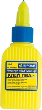 Клей ПВА, 50 мл, ковпачок-дозатор, 4 шт. в упаковці