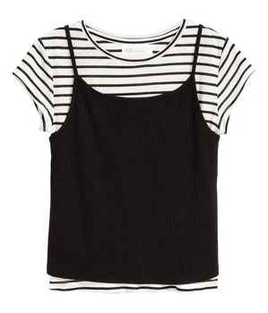 Подвійний топ H&M XS/S чорний + білий 72-0879