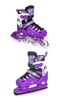 Детские раздвижные роликовые коньки Scale Sport 2 в 1 ролики + коньки размер 34-37 Фиолетовые 1591179835-M