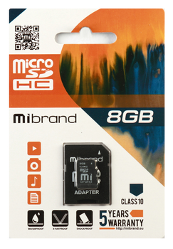 Карта пам'яті microSDHC Mibrand 8 Гб С10 (MICDHC10/8GB)