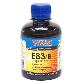 Чорнило світлостійке для Epson Stylus Photo P50 WWM E83 Black 200г E83/B