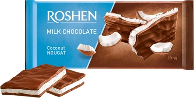Упаковка шоколаду Roshen Молочний з кокосовою нугою 90 г х 20 шт. (4823077617508)