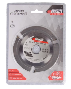 Диск пильний GRANITE для дерева з твердосплавними напайками 125х22.2х3Т 12200 об/хв 5-12-503