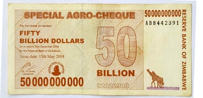 Банкнота Зимбабве 50 млрд. долларов