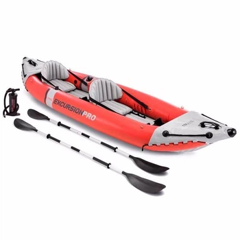 Двухместная надувная байдарка Intex 68309 (384 x 94 x 46 см) Excursion Pro + Алюминиевые весла и ручной насос