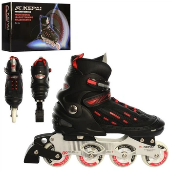 Роликовые коньки Kepai A 17108-XL (42-44) Красные, раздвижные, колеса ПУ 80 мм