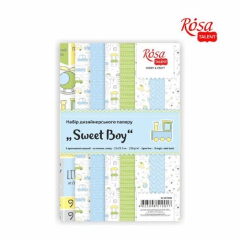 Бумага для дизайна A4 ROSA TALENT Sweet Boy 21х29,7см 250г/м2 глянцевая односторонняя набор 8л (4823098510017)