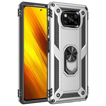Протиударний чохол з підставкою Deexe Armor Case для Xiaomi Poco X3 / Poco X3 Pro - Silver