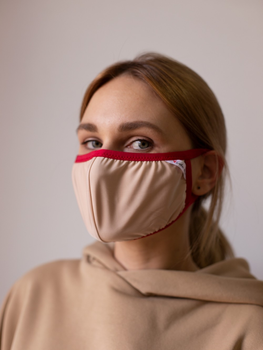 Многоразовая маска для защиты дыхательных путей Lola Bra Бежевая с красным