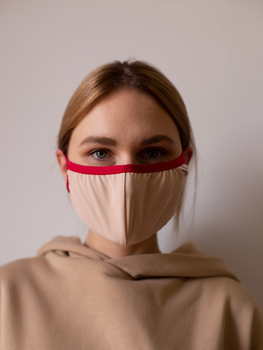 Многоразовая маска для защиты дыхательных путей Lola Bra Бежевая с красным