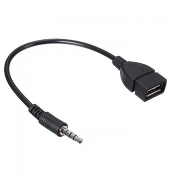 Переходник USB AF мама/Jack 3.5 папа 4pin AUX Stereo 0,25 м черный 19502