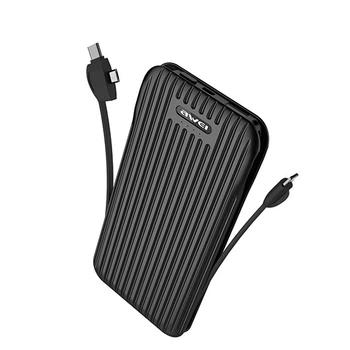 Power Bank Awei P80K 10000 mAh micro USB/Type-C/Lightning cable 1USB, 5V/2.0A Black