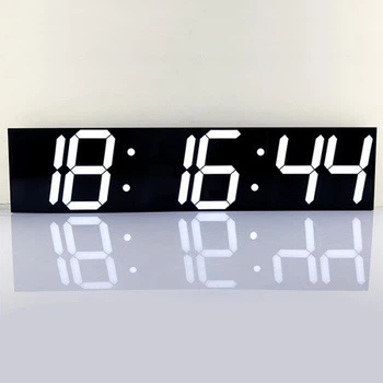 Великий настінний LED годинник, CHKOSDA, білі цифри, години-хвилини-секунди, чорний корпус 69х16 см