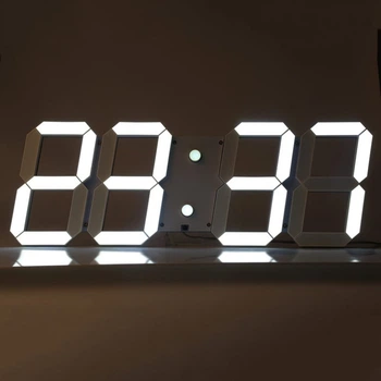 Великий настінний LED годинник, CHKOSDA, білі цифри, 44х15 см