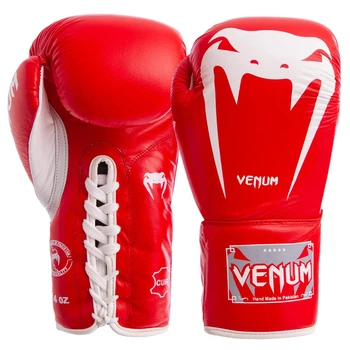 Перчатки для бокса и единоборств Venum Pro кожаные 5786 Red-White 10 унций