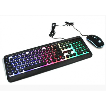 Комплект проводная клавиатура игровая LED и мышь HK3970 Чёрный (323120)