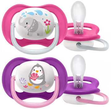 Пустушка ортодонтична Philips AVENT Ultra Air Animal для дівчаток 6-18 міс. 2 шт. (SCF080/08)