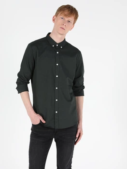 Рубашка хлопковая мужская Colin's CL1048576DKH S Dark Khaki