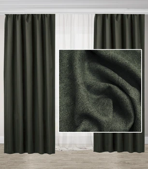 Шторы Adagio Windows Decor однотонные Рогожка Хаки, блекаут 150х270см (2 шторы)