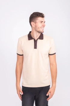 Футболка поло мужская TvoePolo комбинированное XL Бежевое (5718-16.18xl)