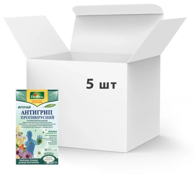 Упаковка Фіточай у пакетиках Доктор Фіто Антигрип 20 пакетиків х 5 пачок (4820167092061)