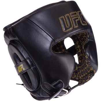 Шолом боксерський у мексиканському стилі шкіряний розмір L-XL Шкіра UFC PRO Prem Lace Up чорний UHK-75056