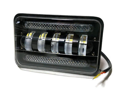Дополнительные светодиодные фары LED 75W с ДХО 01-75W прямоугольные ближний