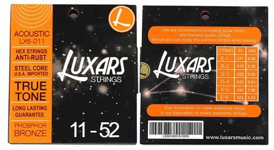 Струни для акустичної гітари "LUXARS" LX-6 Phosphor Bronze ANTI-RUST 11-52