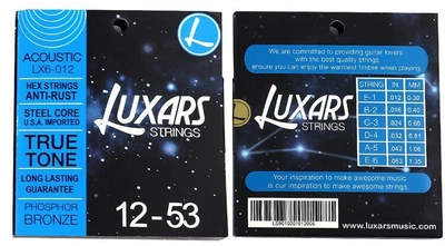 Струни для акустичної гітари "LUXARS" LX-6 Phosphor Bronze ANTI-RUST 12-53