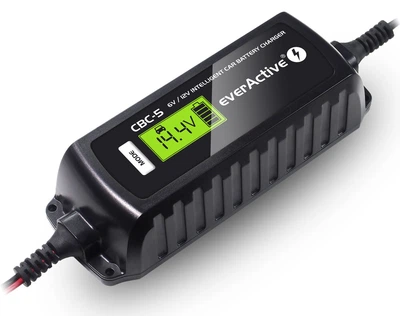 Зарядное устройство для автомобильных аккумуляторов everActive CBC-5, 6V/12V, 3.8A, LCD дисплей, компакт, автомат