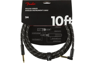 Кабель инструментальный Fender CABLE DELUXE SERIES 10' ANGLED BLACK TWEED