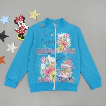 Утепленная кофта "Цветы" Lily kids для девочки 116 см Голубая 15745
