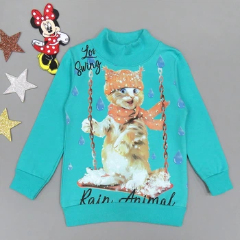 Утепленный свитшот "Котенок" Lily kids для девочки 104 см Бирюзовый 15707