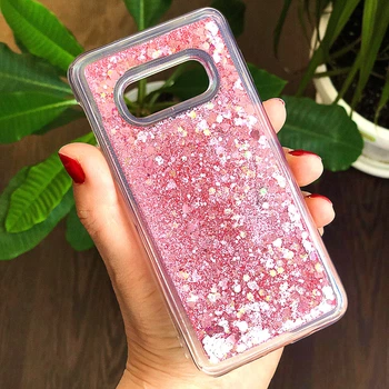 Чехол Glitter для Samsung Galaxy S10e / G970 бампер Жидкий блеск Розовый