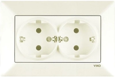 Розетка двойная с заземлением VIKO Meridian Кремовый (90970256-WH)